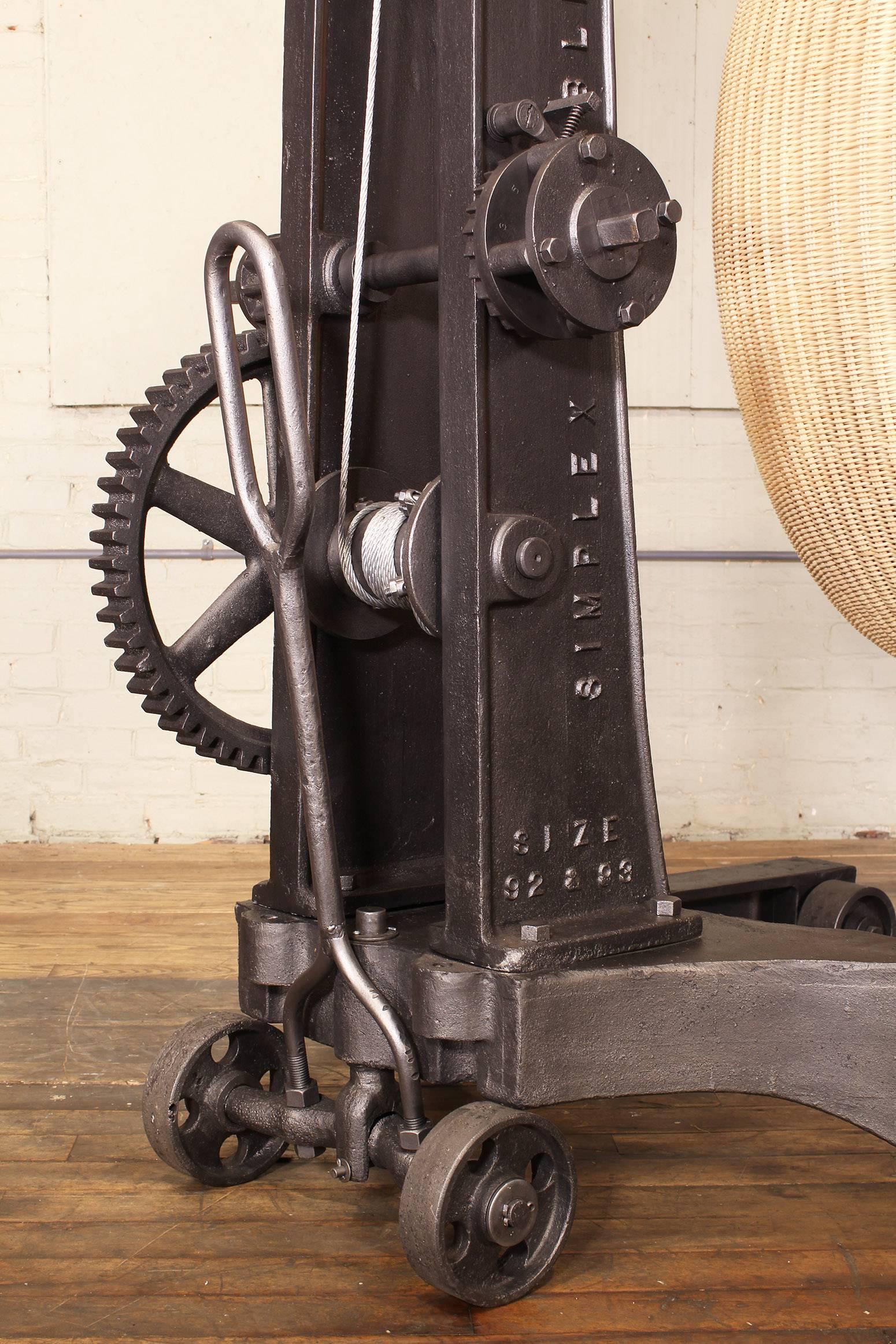 North American Hanging Egg Chair and 1920s Cast Iron Engine Hoist