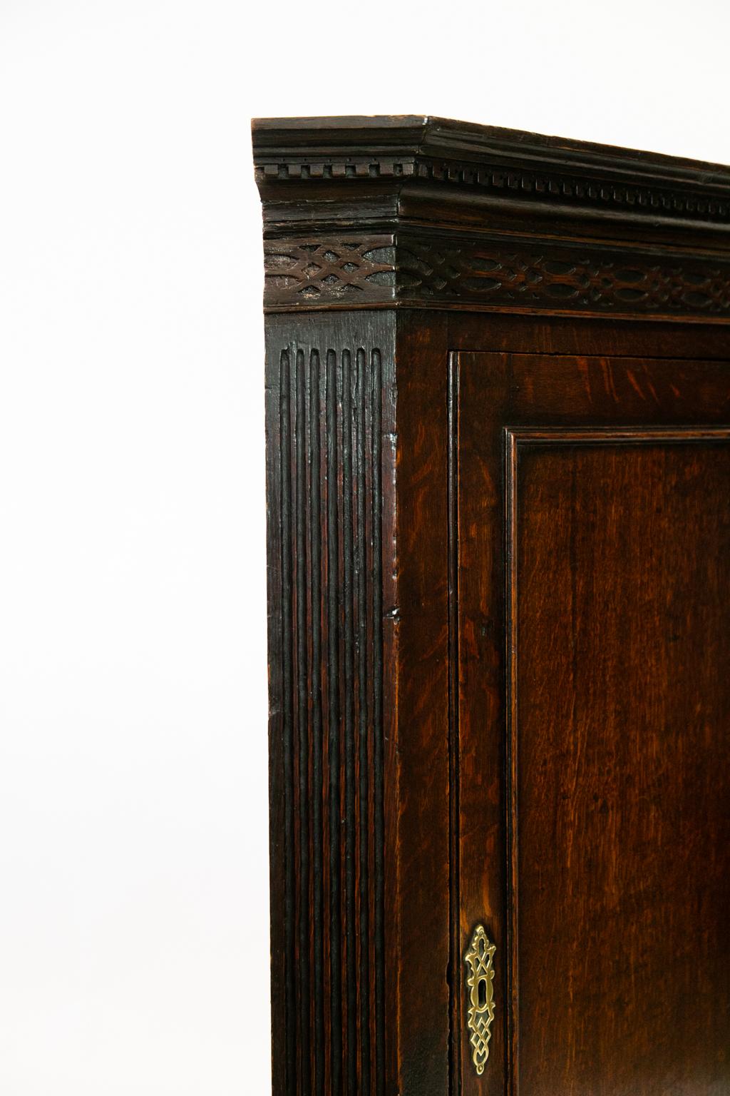 Hanging English Oak Corner Cupboard For Sale 1