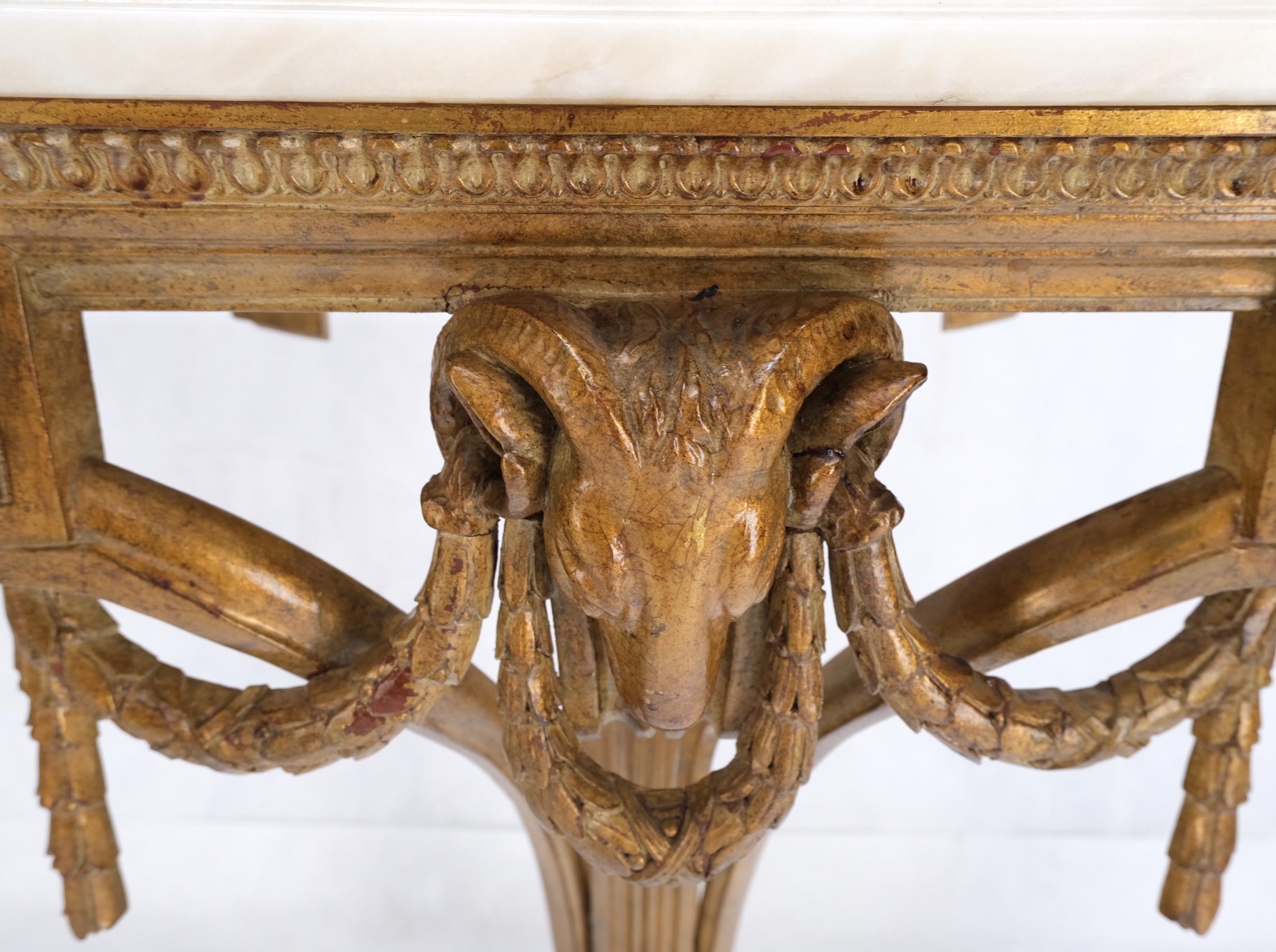 Hanging Fine Carved Antique Gold Gilt Base Marble Top Console Table Credenza For Sale 4