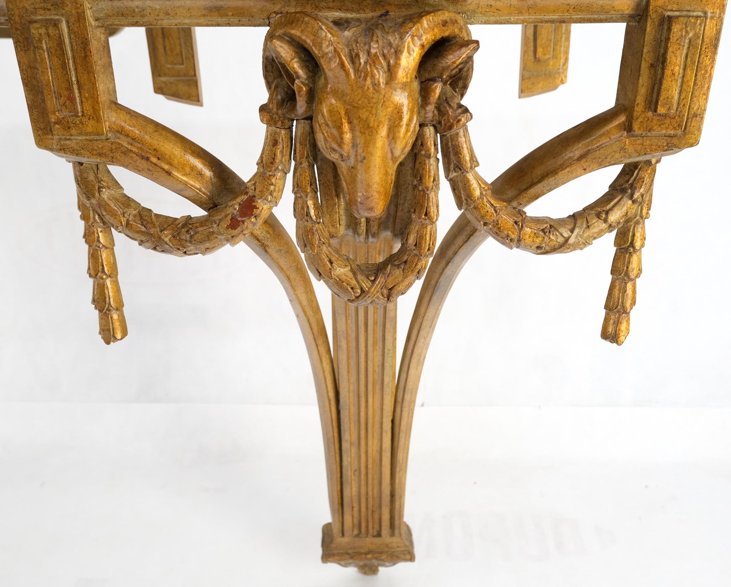 Hand-Carved Hanging Fine Carved Antique Gold Gilt Base Marble Top Console Table Credenza For Sale