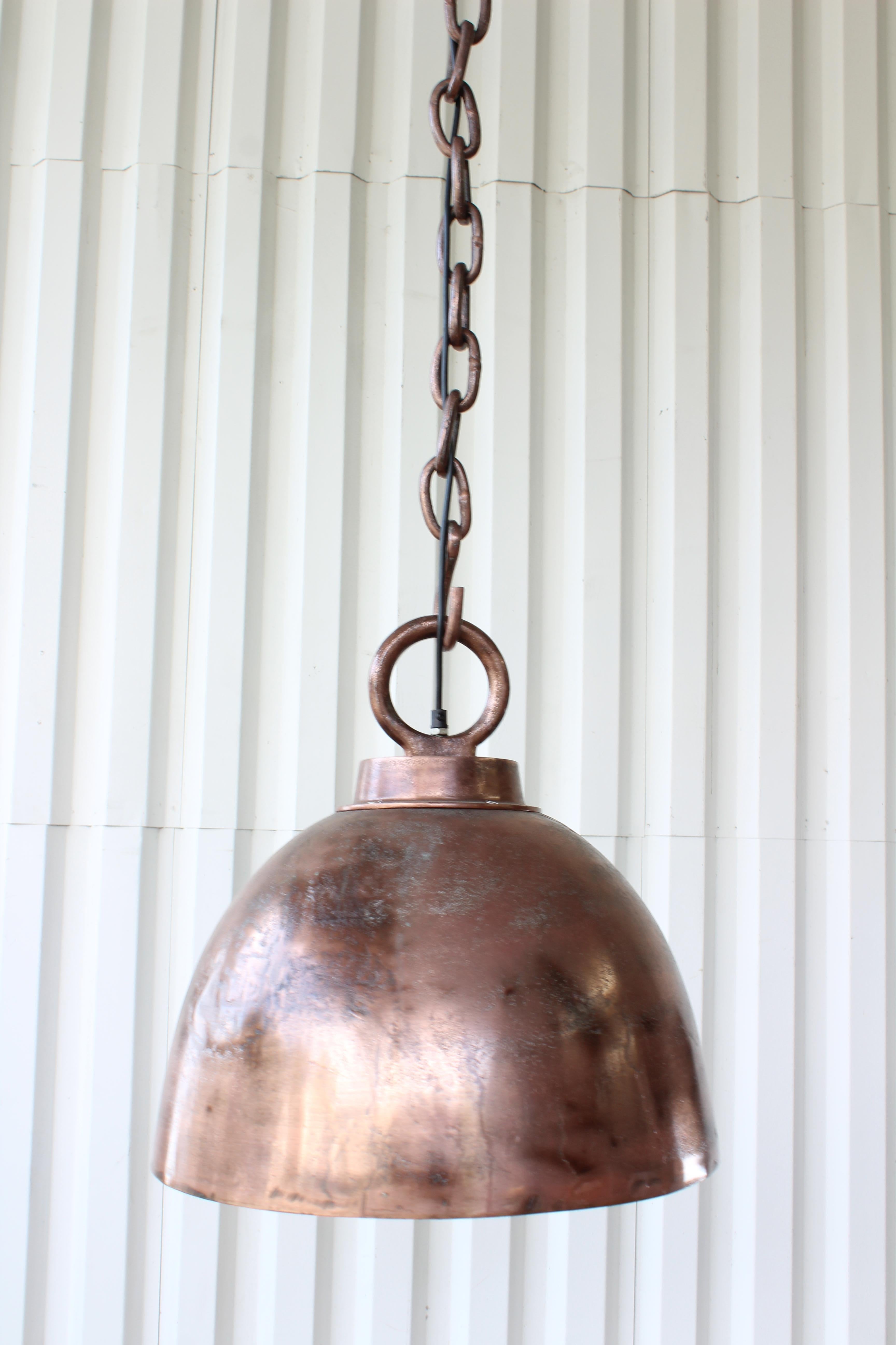 Hanging French Pendant Light in Copper In New Condition In Los Angeles, CA