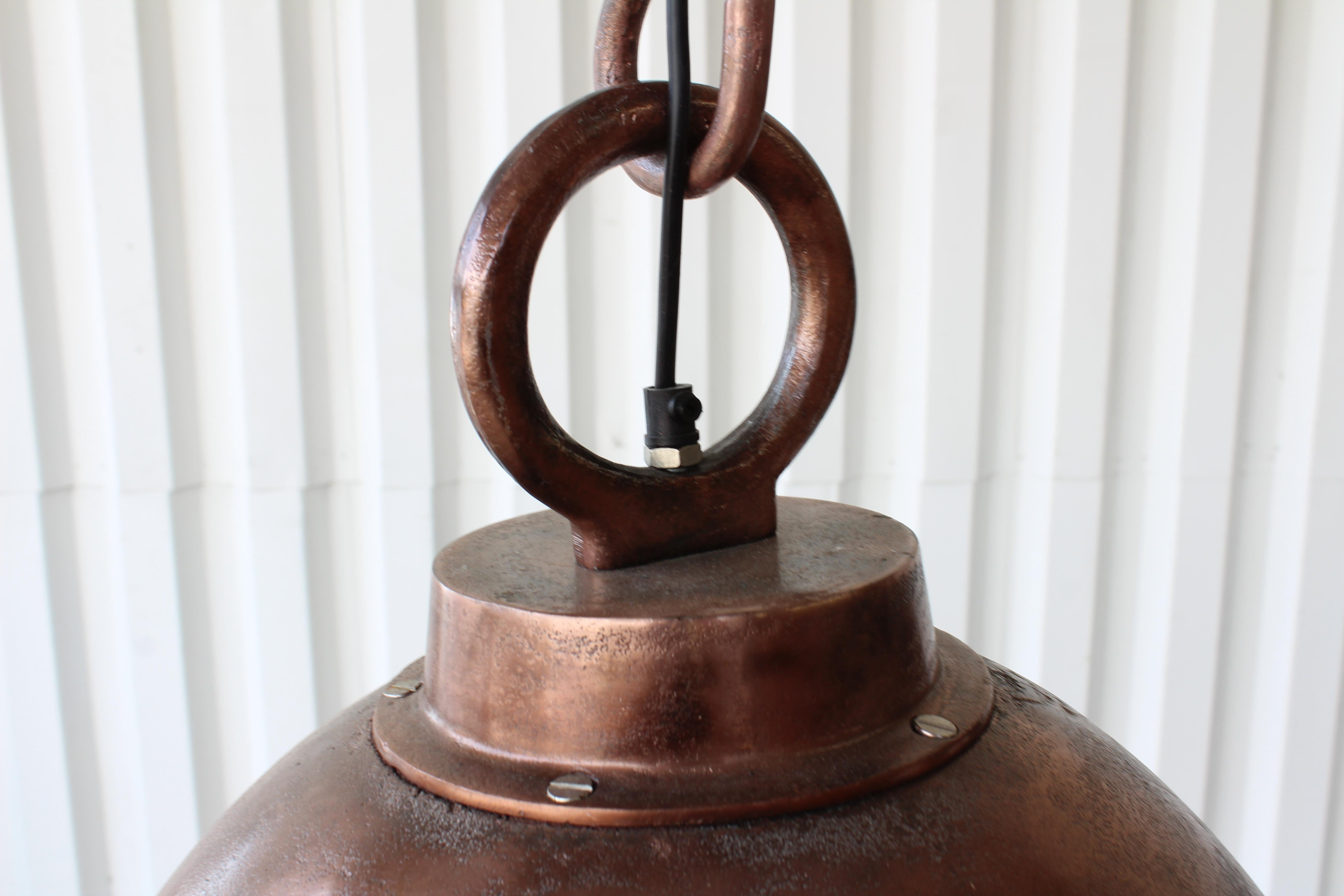 Contemporary Hanging French Pendant Light in Copper