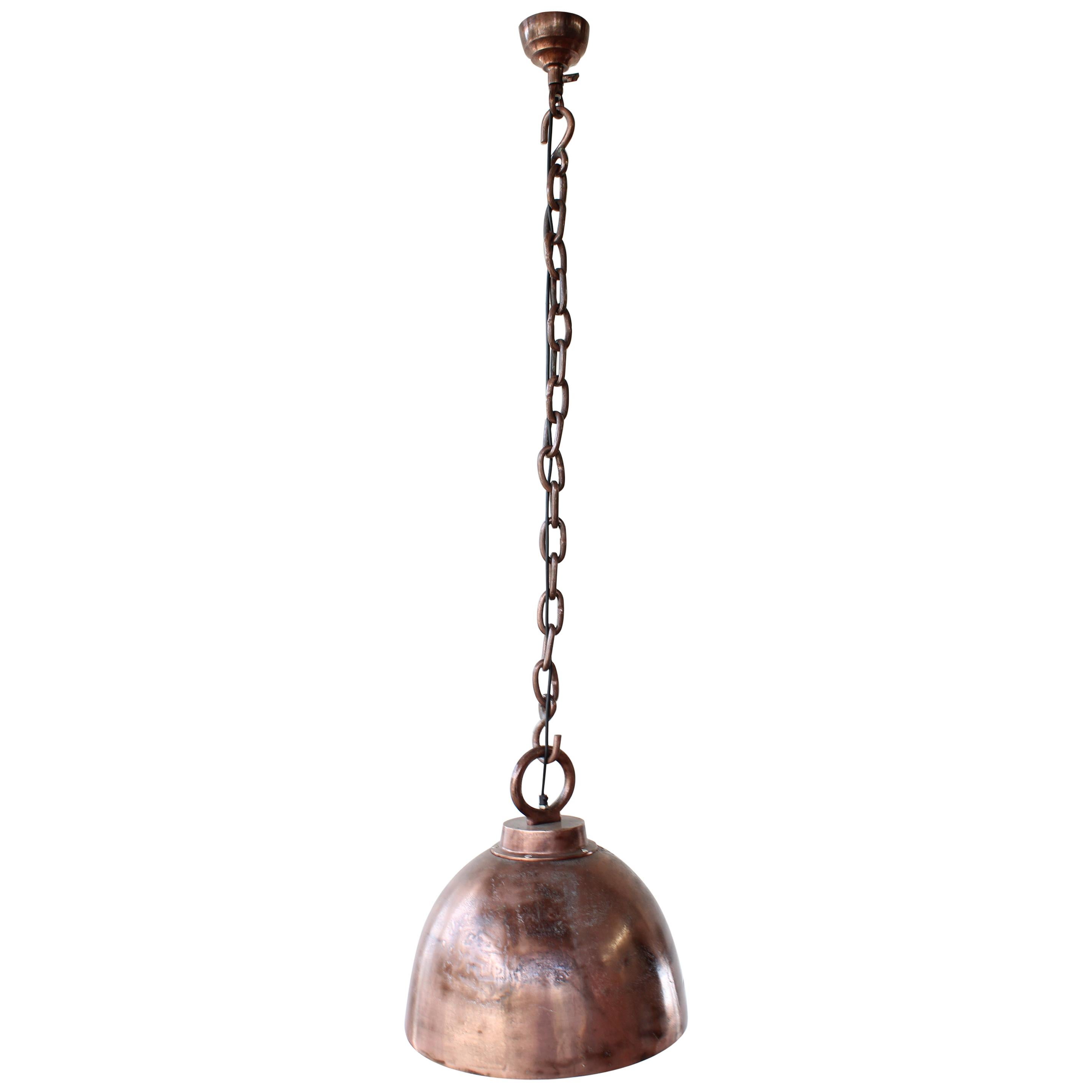 Hanging French Pendant Light in Copper