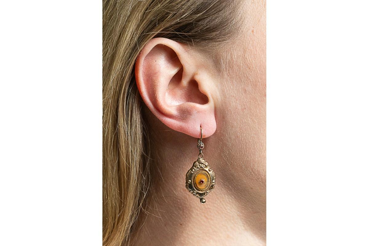 Pendientes colgantes de oro y plata de estilo Biedermeier. Victoriano temprano en venta