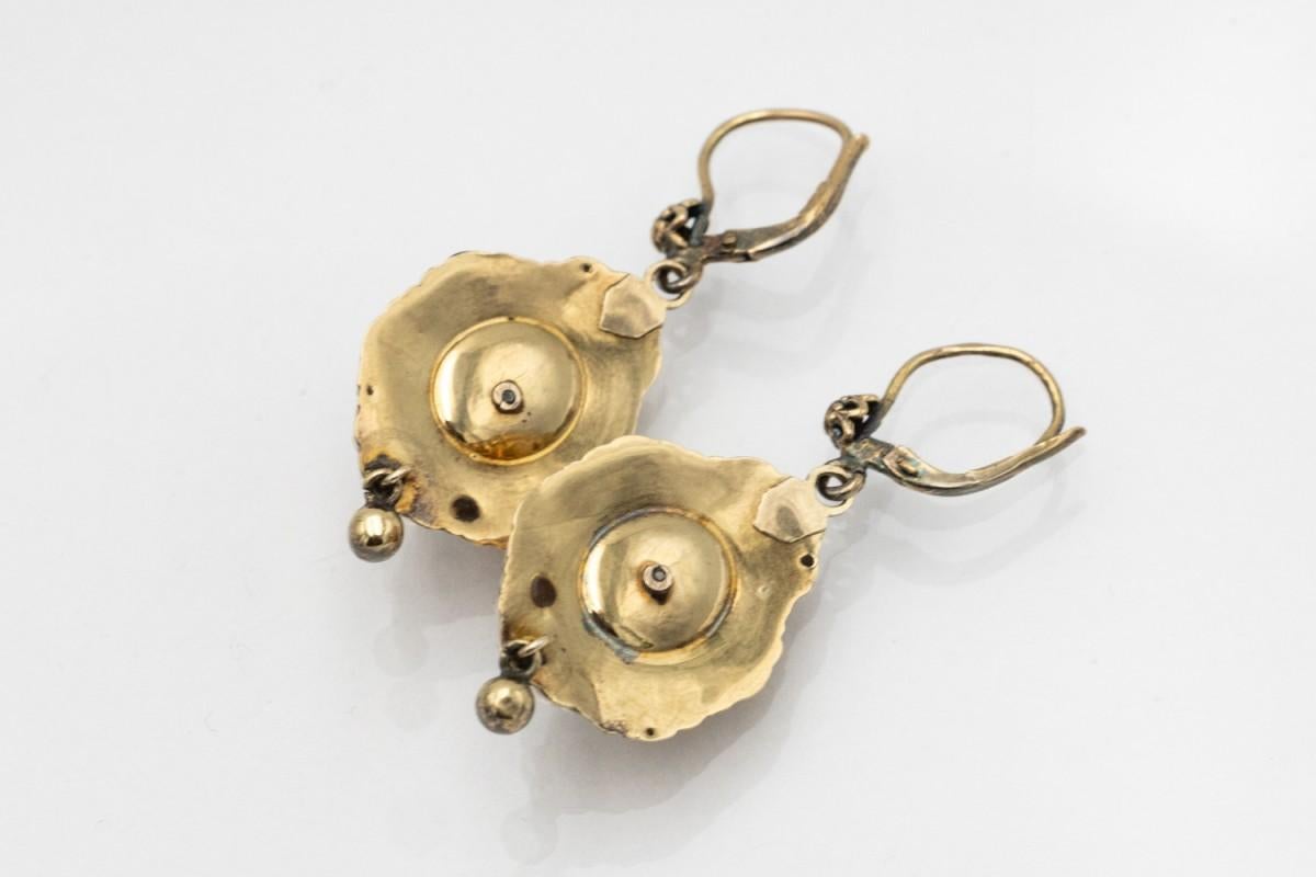 Pendientes colgantes de oro y plata de estilo Biedermeier. en Bueno estado para la venta en Chorzów, PL