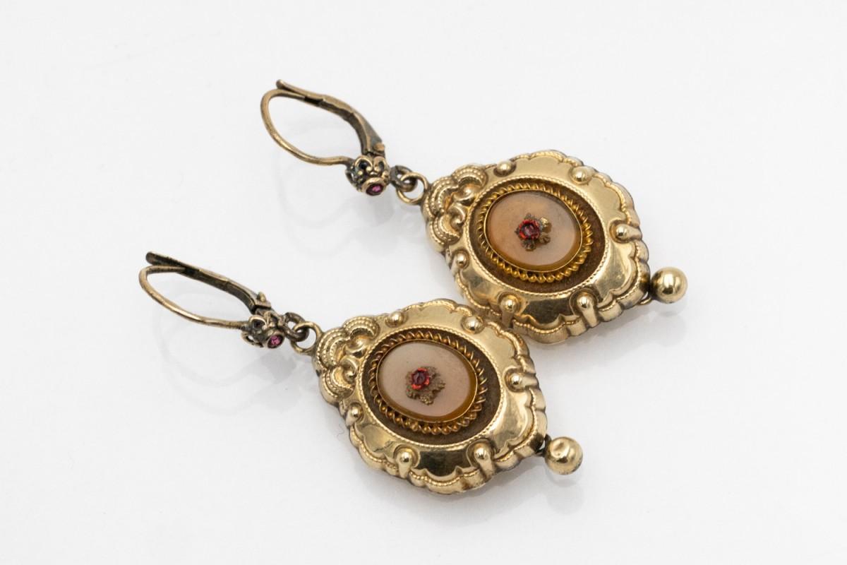 Pendientes colgantes de oro y plata de estilo Biedermeier. en venta 1