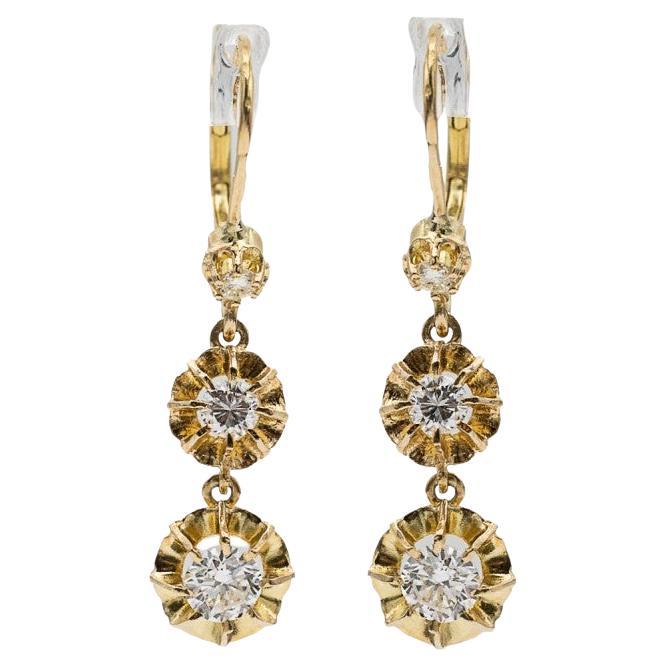 Hängeohrringe aus Gold mit Diamanten ca. 1,00ct, Frankreich, Mitte 20.