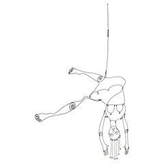 Hanging Kinetic Wire Abstract Figural Sculpture "The Acrobat"