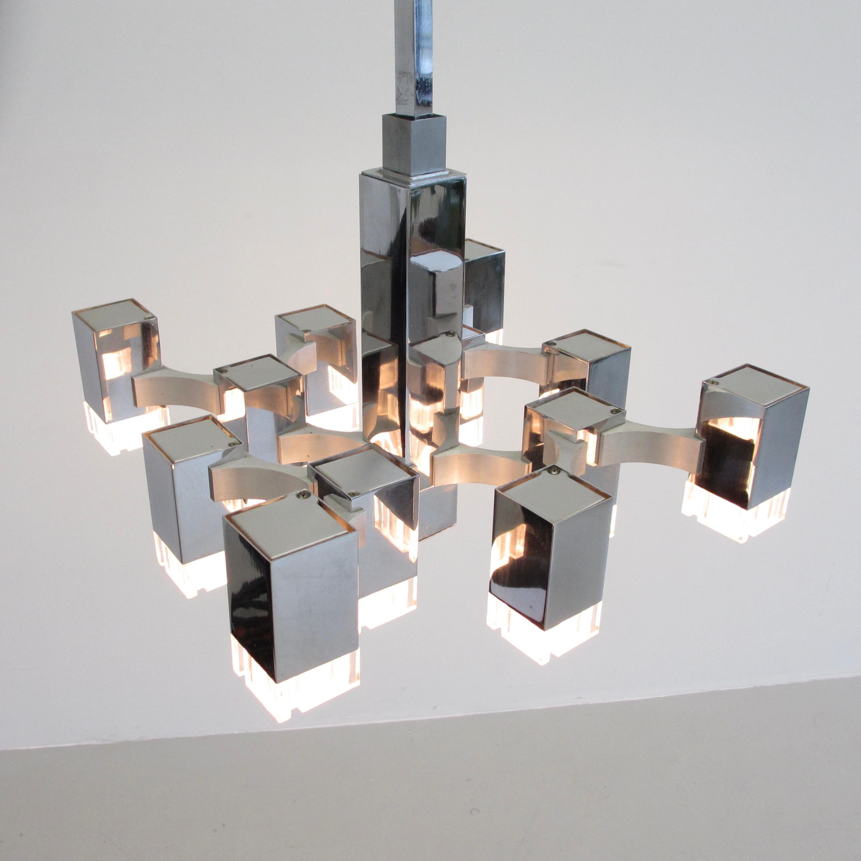 Mid-Century Modern Hanging Lamp by Gaetano Sciolari '12 Lights', 1960s