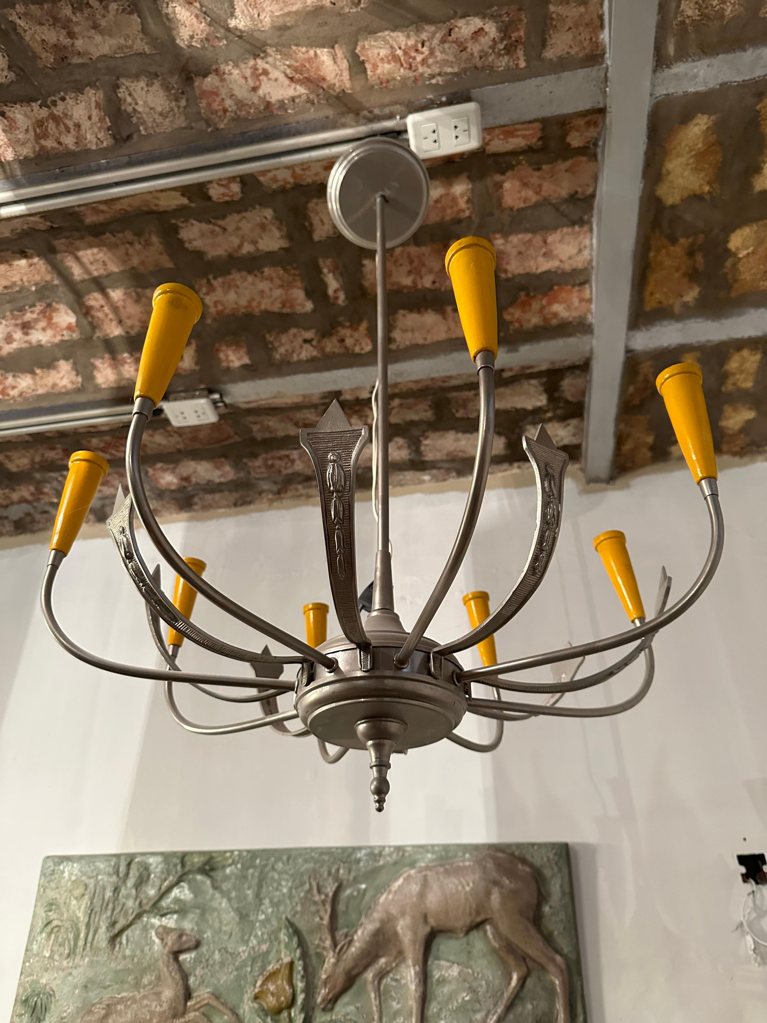 Lampe suspendue France, 1960, bronze argenté en vente 6