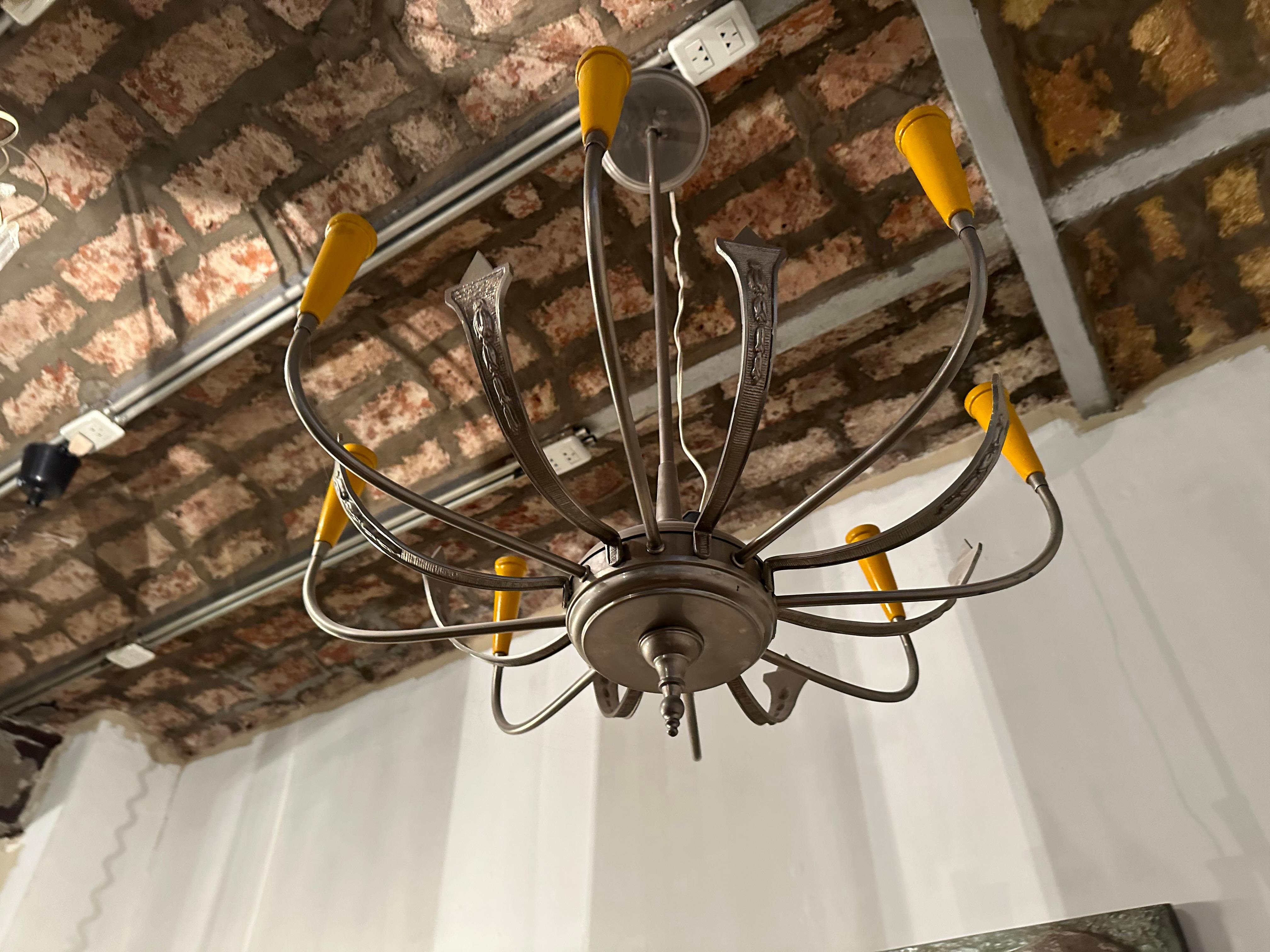Mid-Century moderno Lampada a sospensione Francia, 1960, Bronzo argentato in vendita
