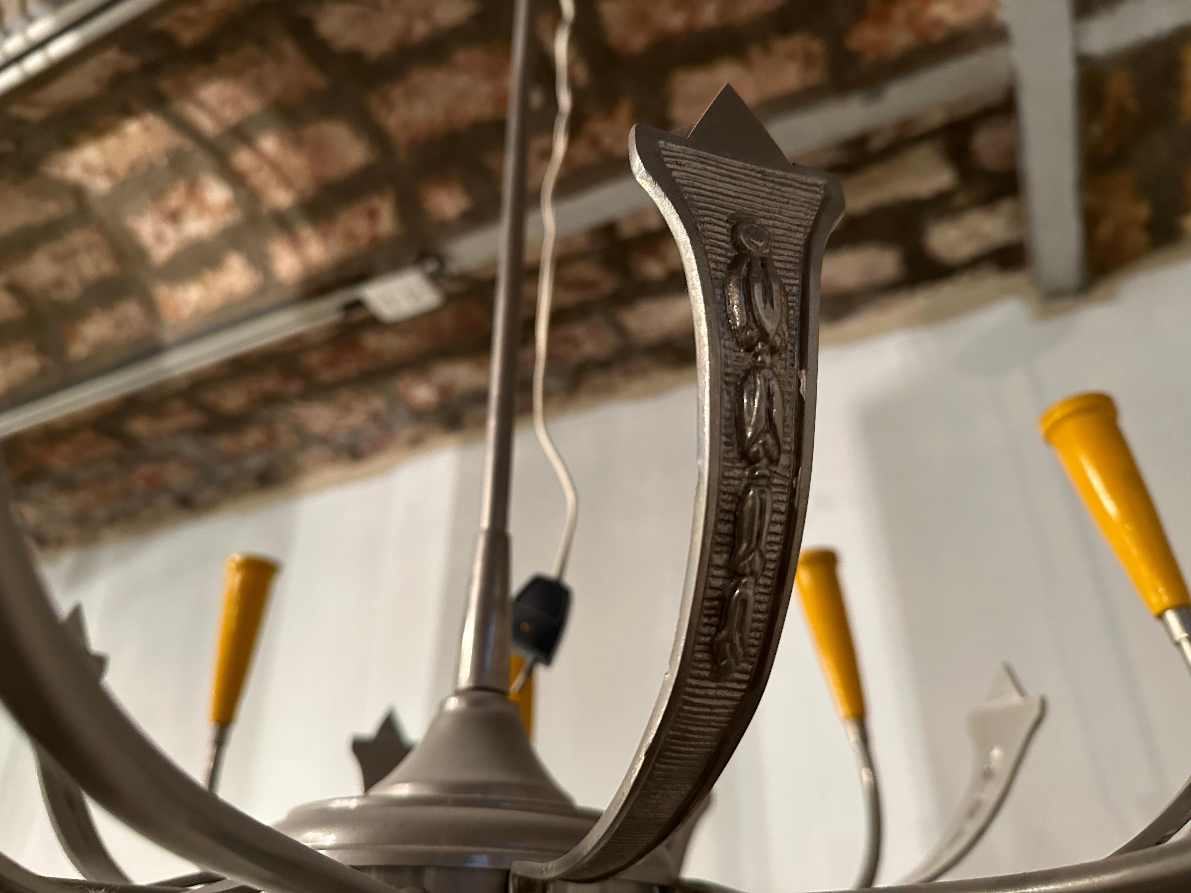 Lampe suspendue France, 1960, bronze argenté Bon état - En vente à Ciudad Autónoma Buenos Aires, C