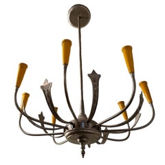 Lampe suspendue France, 1960, bronze argenté
