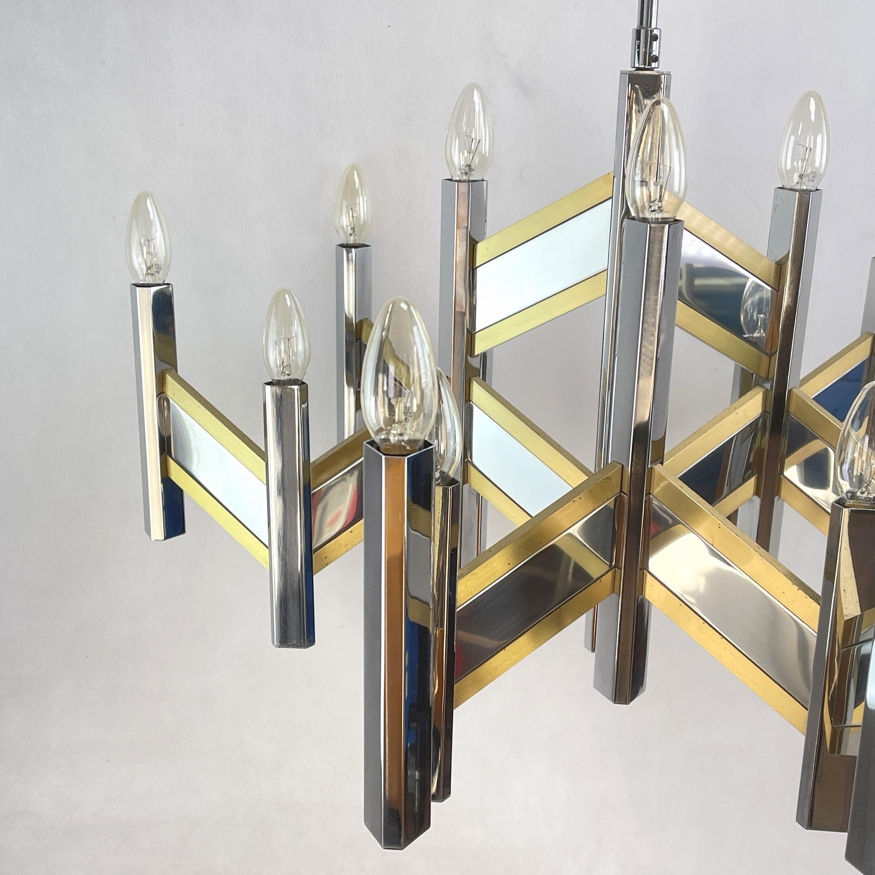 Metal Hanging Lamp from Gaetano Sciolari, Model Concord, Bicolor, 1970s For Sale