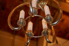 Hanging Lamp German in Opaline, Chromed Bronze, 1920, Style Art. Deco