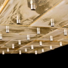 Hanging Lamp Honey-White Murano Glass Plates, Brushed Nickel Frame by Multiforme