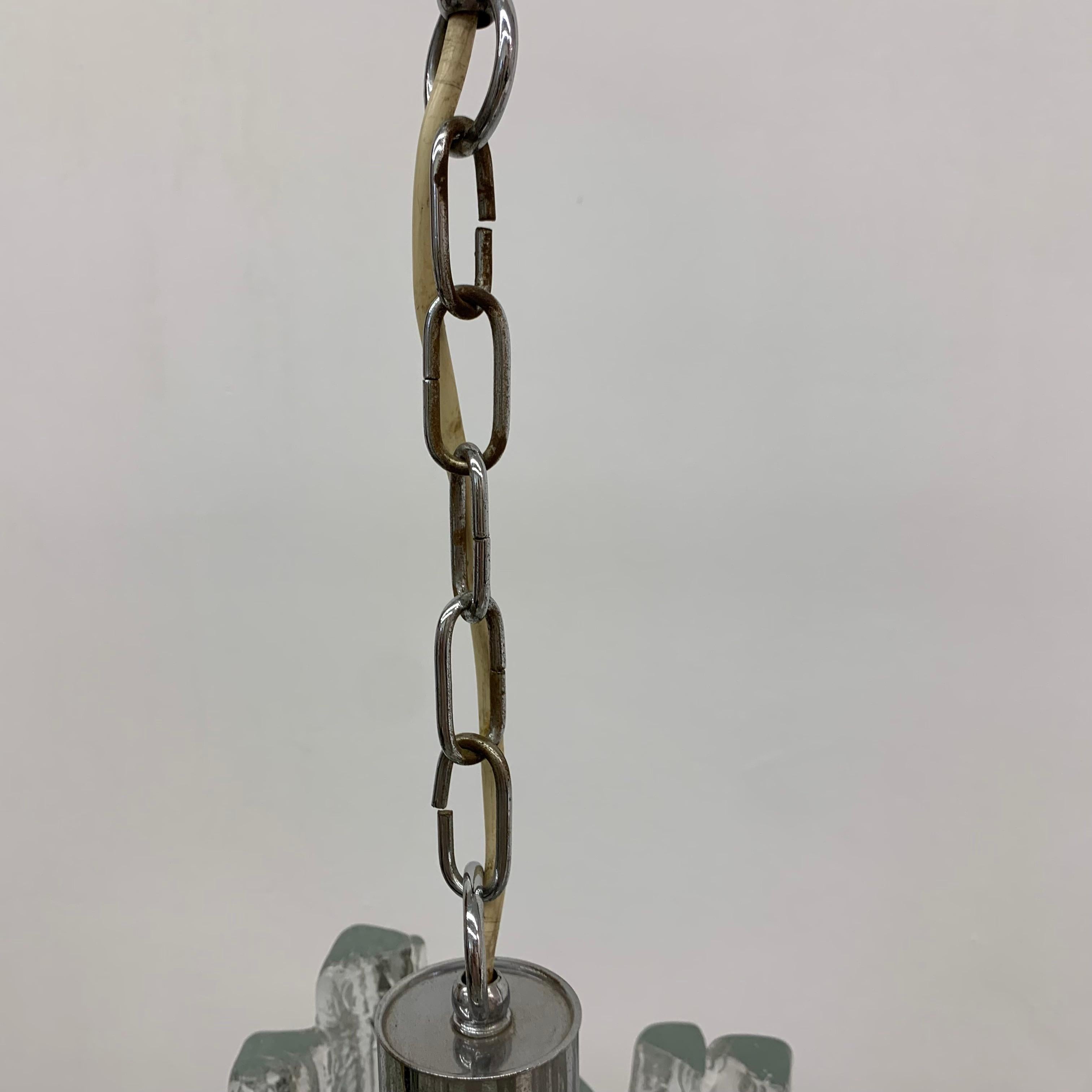 Hanging lamp in Frosted Ice Glass by J. T. Kalmar for Kalmar Franken KG, 1960s For Sale 9