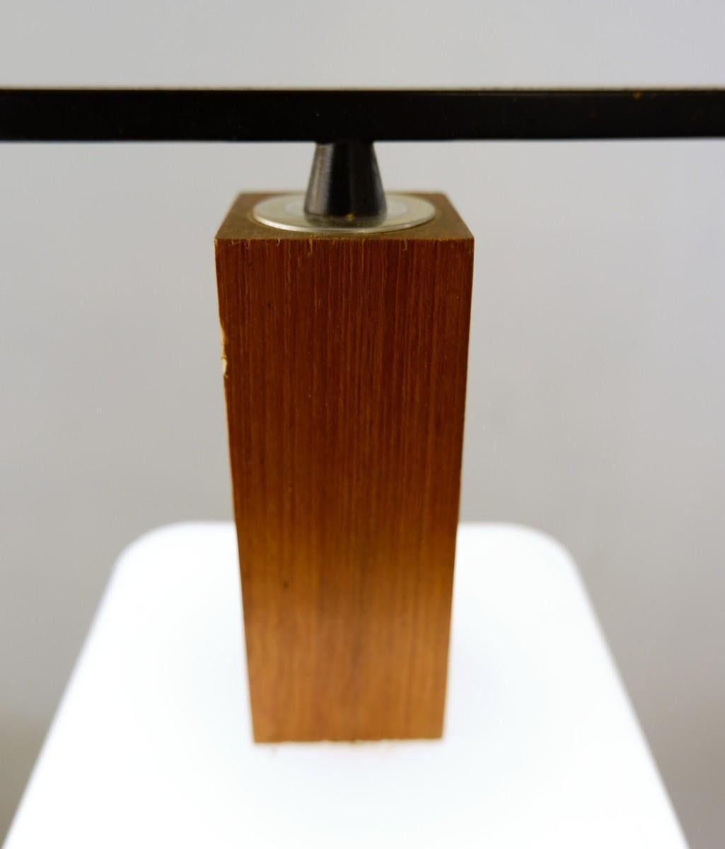Opaline Glass Mid-Century Modern Hanging Lamp in Teak and Opaline, 1960s