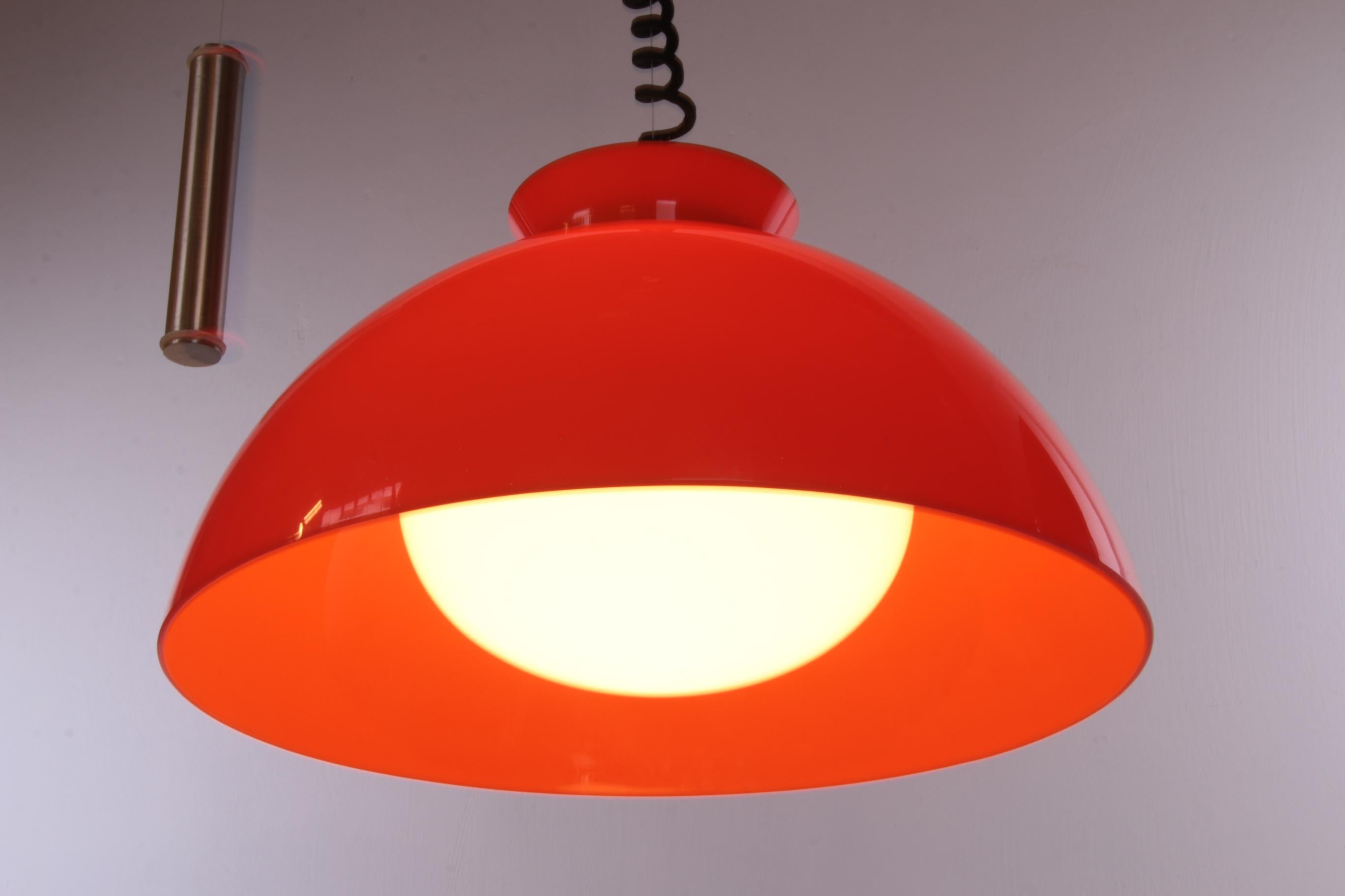 Mid-20th Century Hanging Lamp Orange Design by Achille & Pier Giacomo by Kartell, 1959 For Sale