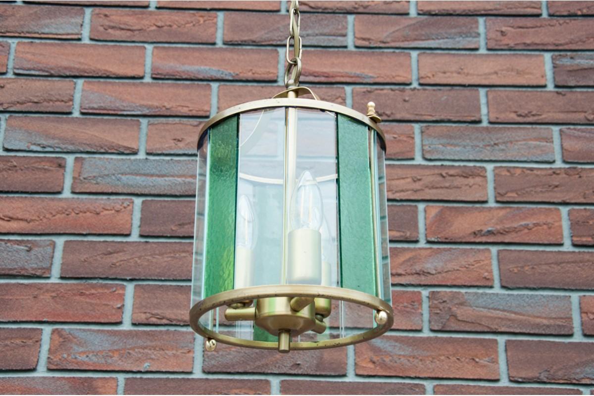 Glass Hanging Lamp, Poland For Sale