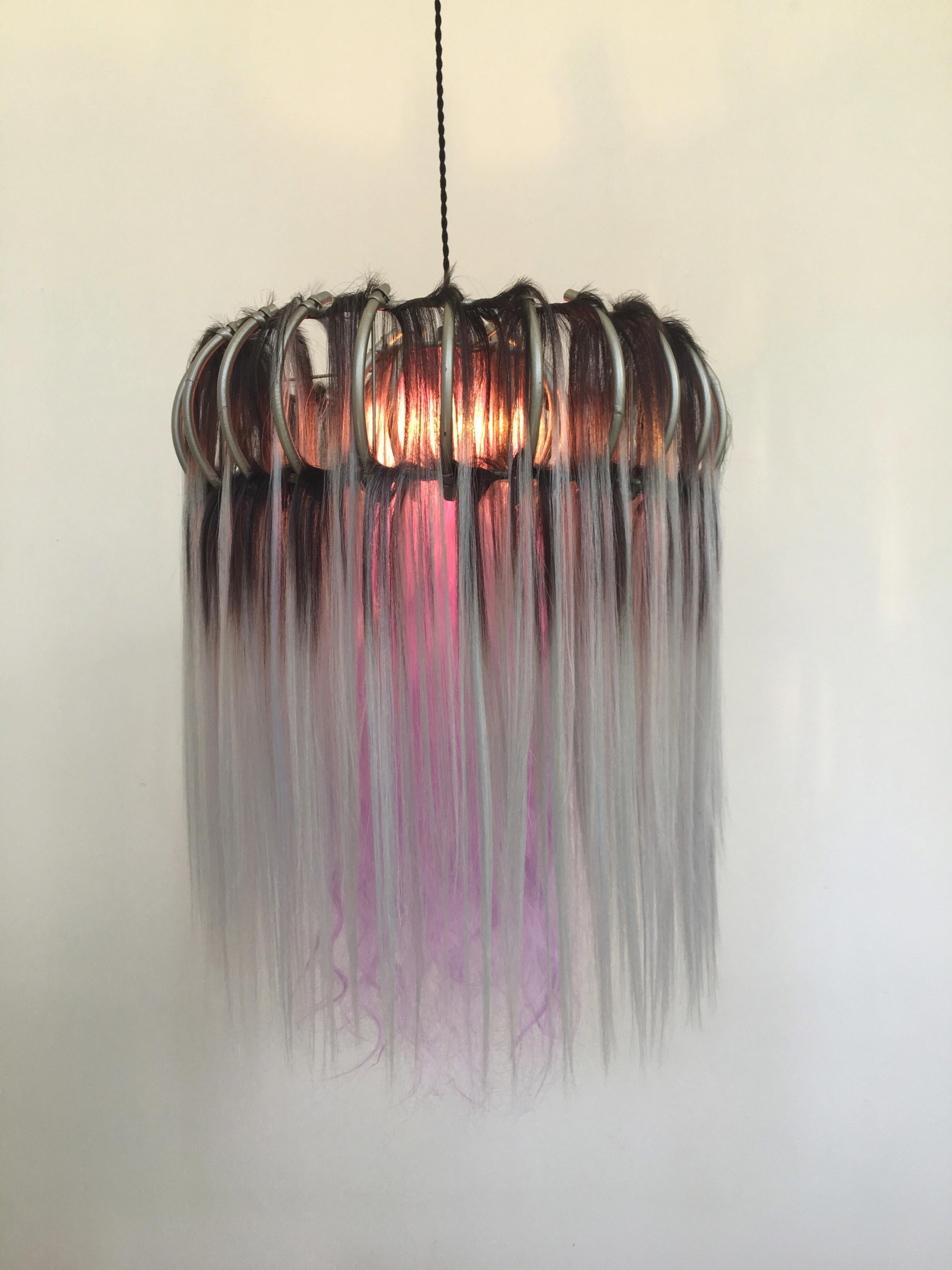 Hanging Lamp, Rattan Chandelier and Synthetic Fibers, Unique Pieces, Art Modern 7