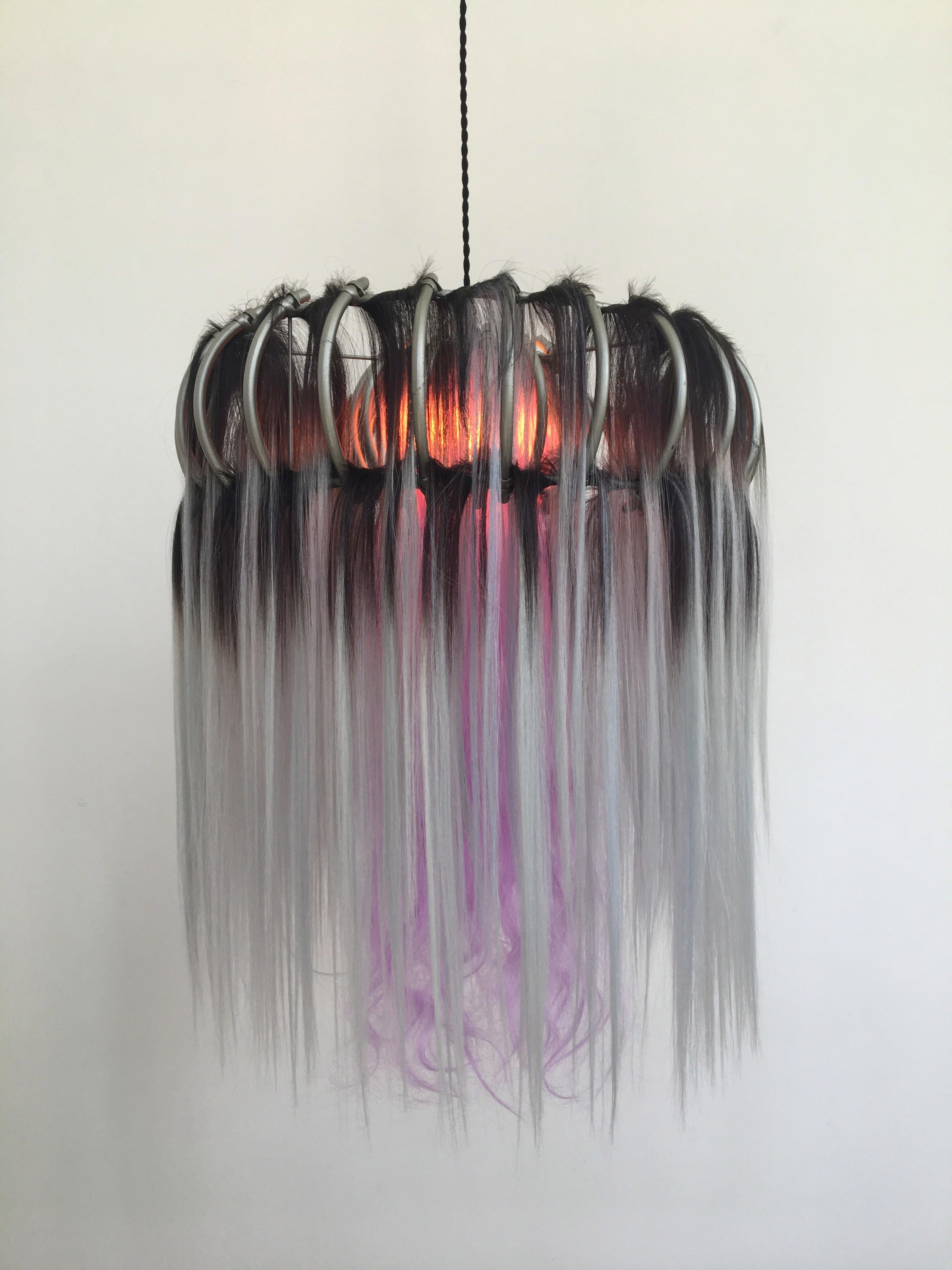 Hanging Lamp, Rattan Chandelier and Synthetic Fibers, Unique Pieces, Art Modern 8