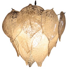 Midcentury Modern Organic Handcrafted Murano Glass Italian Hanging Lamp, 1960