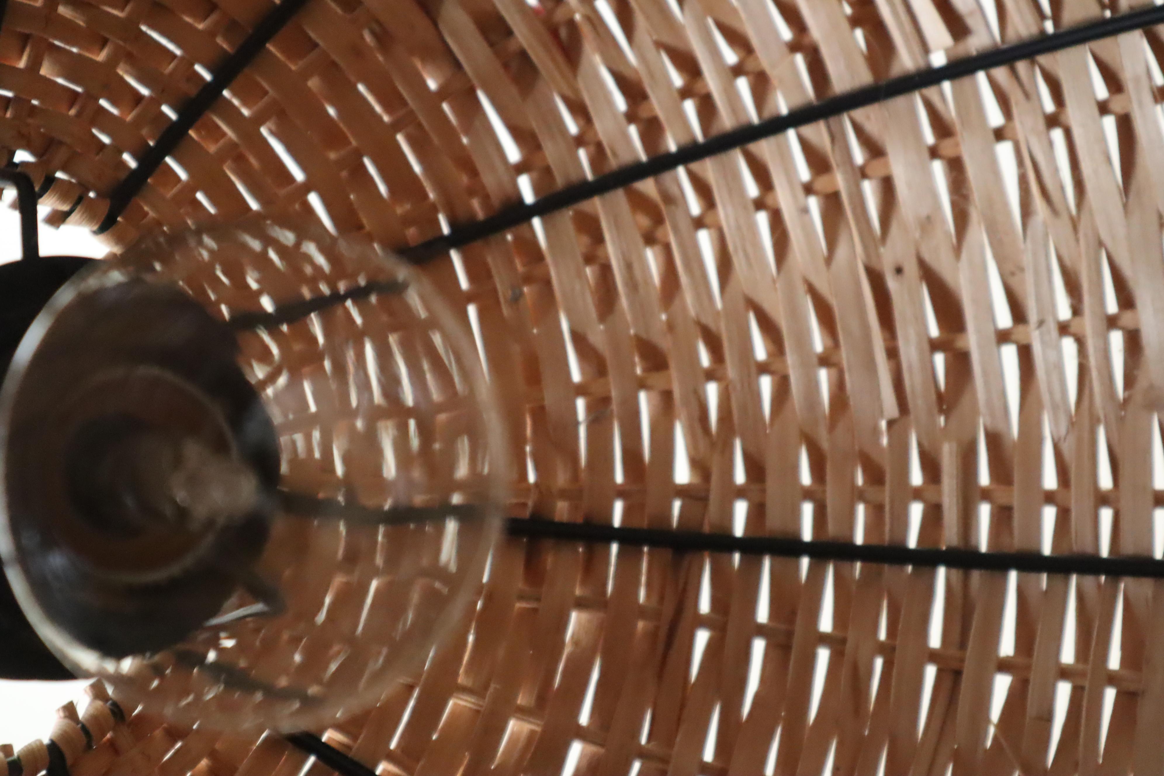 Mid-Century Modern Hanging Lamp Woven by Hand from Willow in the Shape of a Ball For Sale