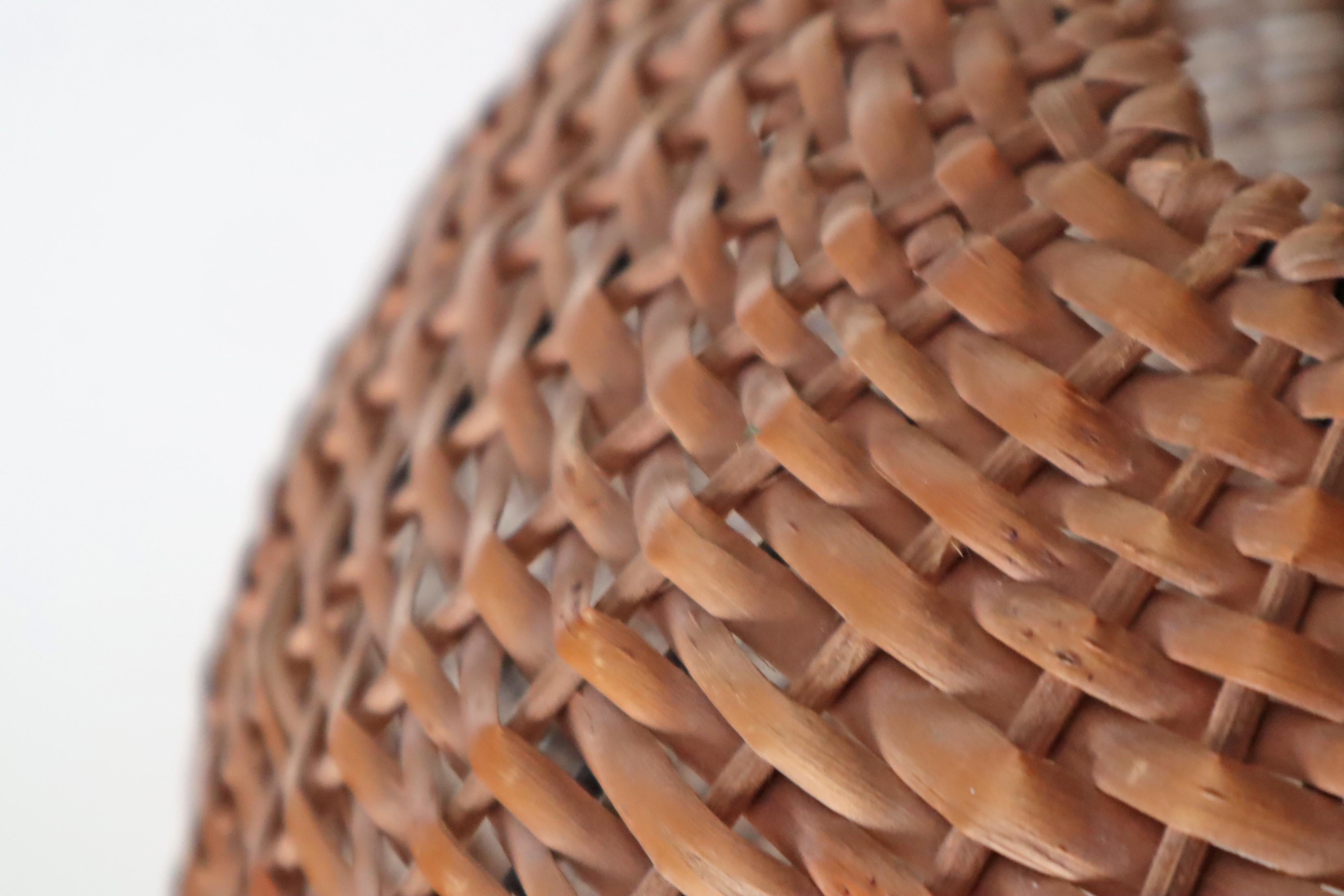 Italian Hanging Lamp Woven by Hand from Willow in the Shape of a Ball For Sale