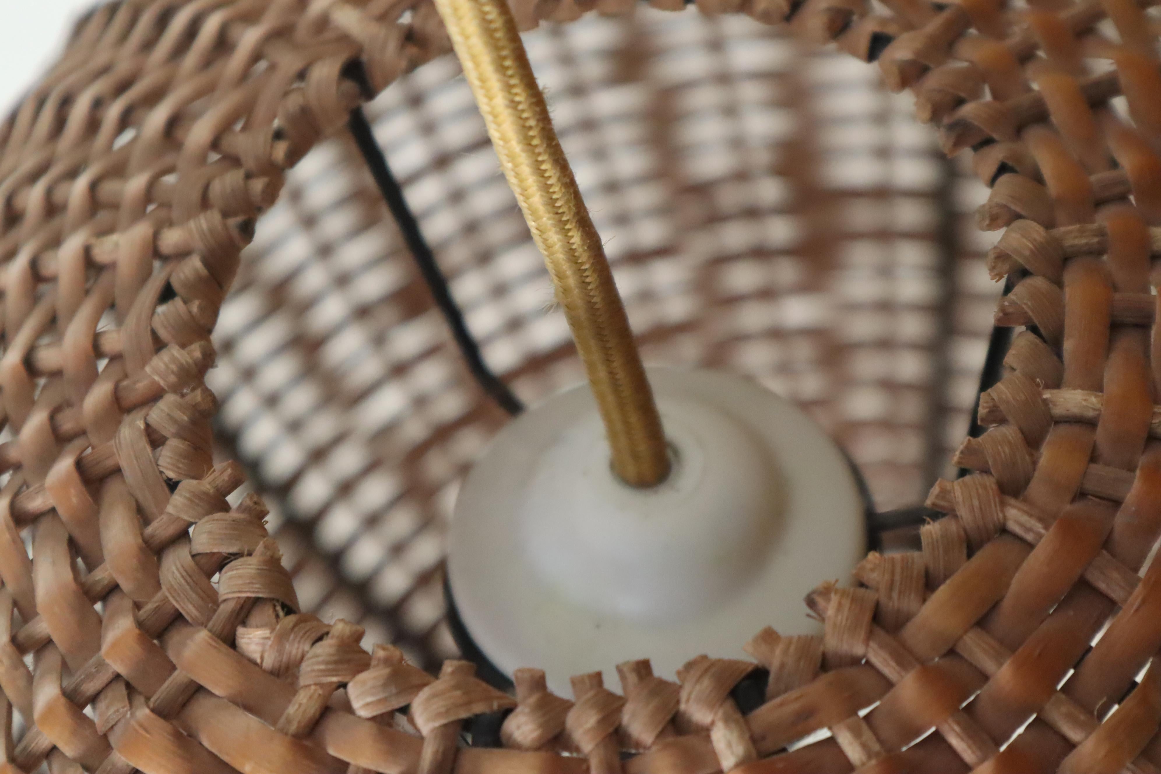 Hand-Woven Hanging Lamp Woven by Hand from Willow in the Shape of a Ball For Sale