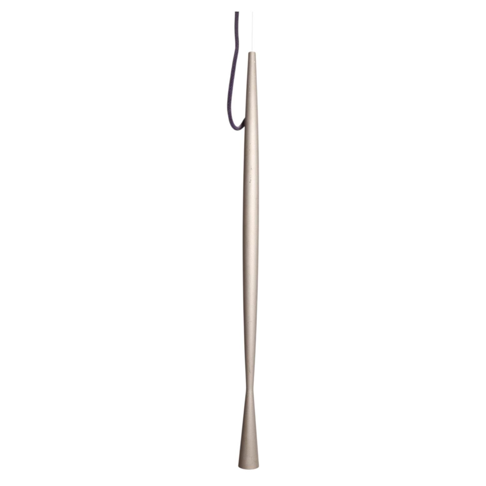 Philippe Starck Pendant Lamps, Textured Steel & Purple Cord, USA 1990 For Sale