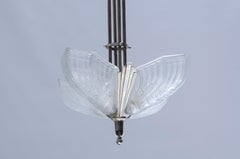 Art Deco Hanging Light by Ezan, Silverplated Bronze, France, 1930