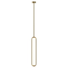 Hanging Loop Lamp with Brass and Milky White Acrylic Tube