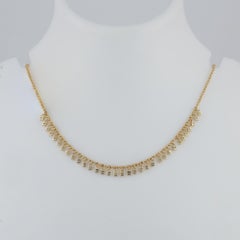 Hanging Natural Diamond 14k Gold Ball Chain Choker Necklace Fine Jewelry