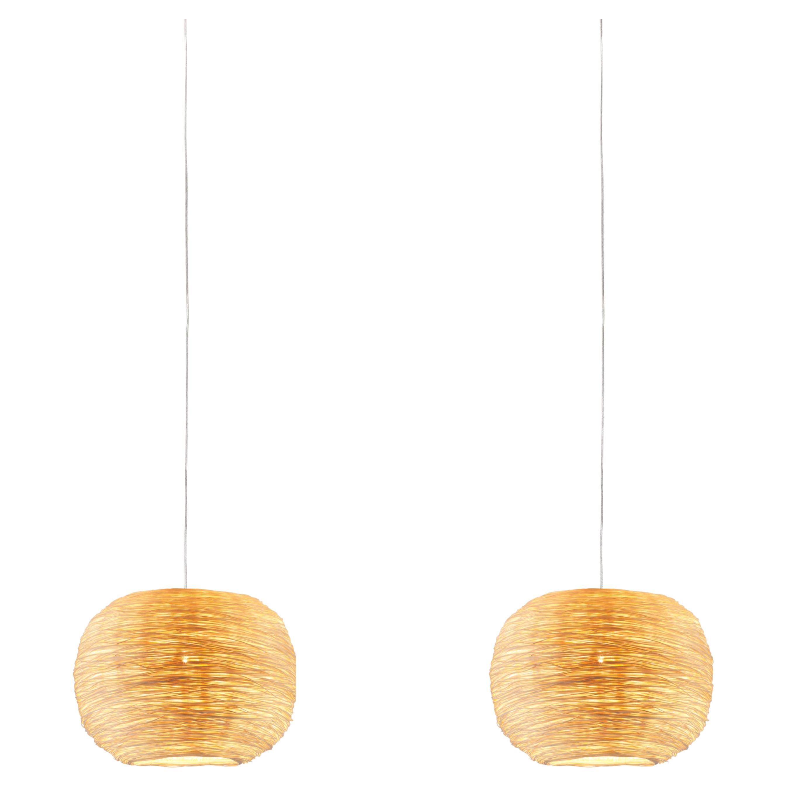 Hanging Nest by Ango,  Unique Rattan Hand-Woven Pendant Light For Sale
