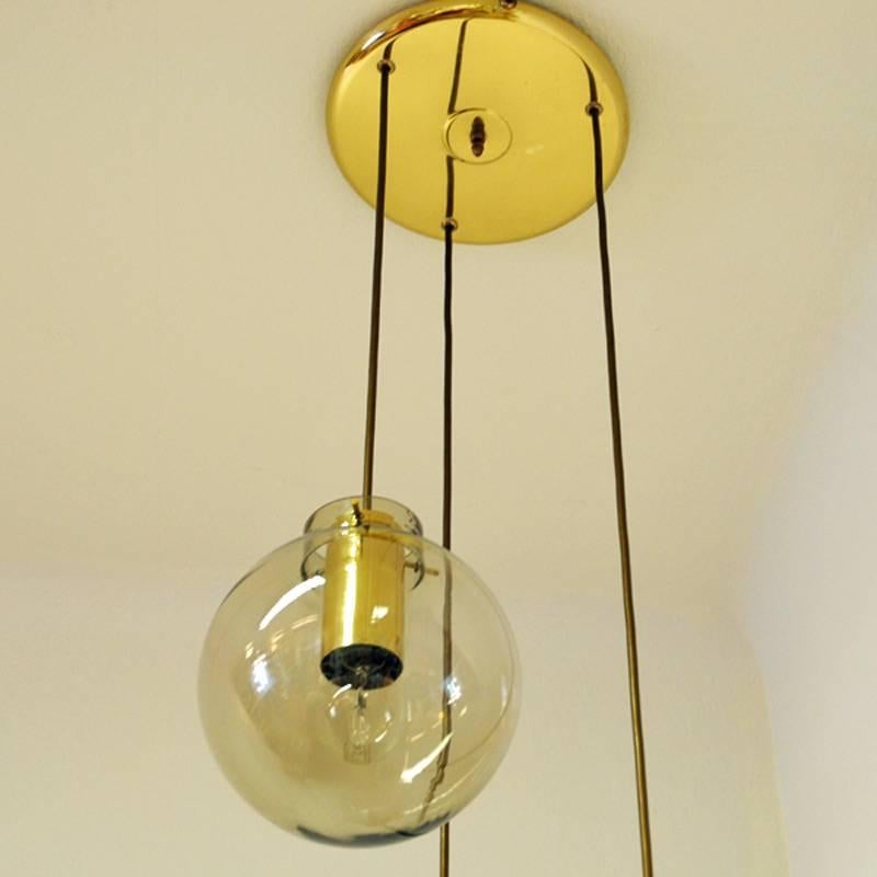 Hanging Pendant with Three-Glass Domes of Different Sizes, Norwegian, 1960s 4