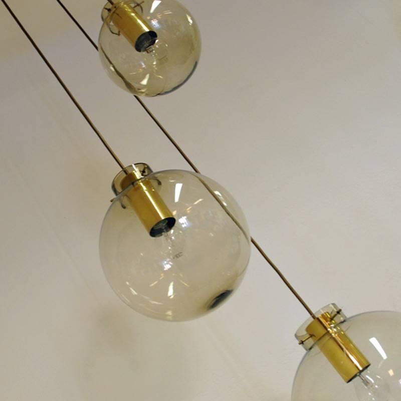 Hanging Pendant with Three-Glass Domes of Different Sizes, Norwegian, 1960s In Good Condition In Stockholm, SE