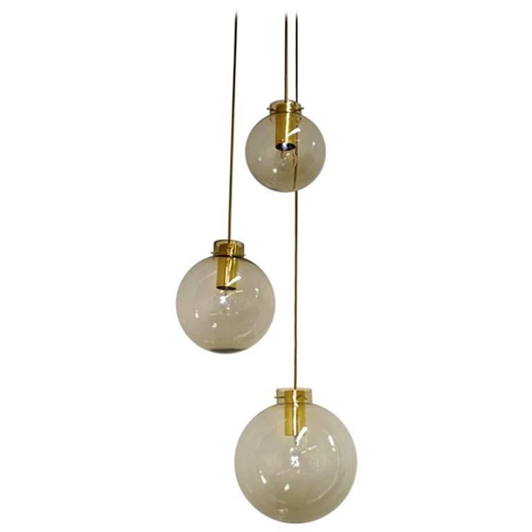 Hanging Pendant with Three-Glass Domes of Different Sizes, Norwegian, 1960s