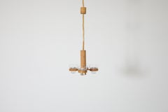 Mid-Century Hanging Pine Candelabra with Four Blown Glass Votive Holders