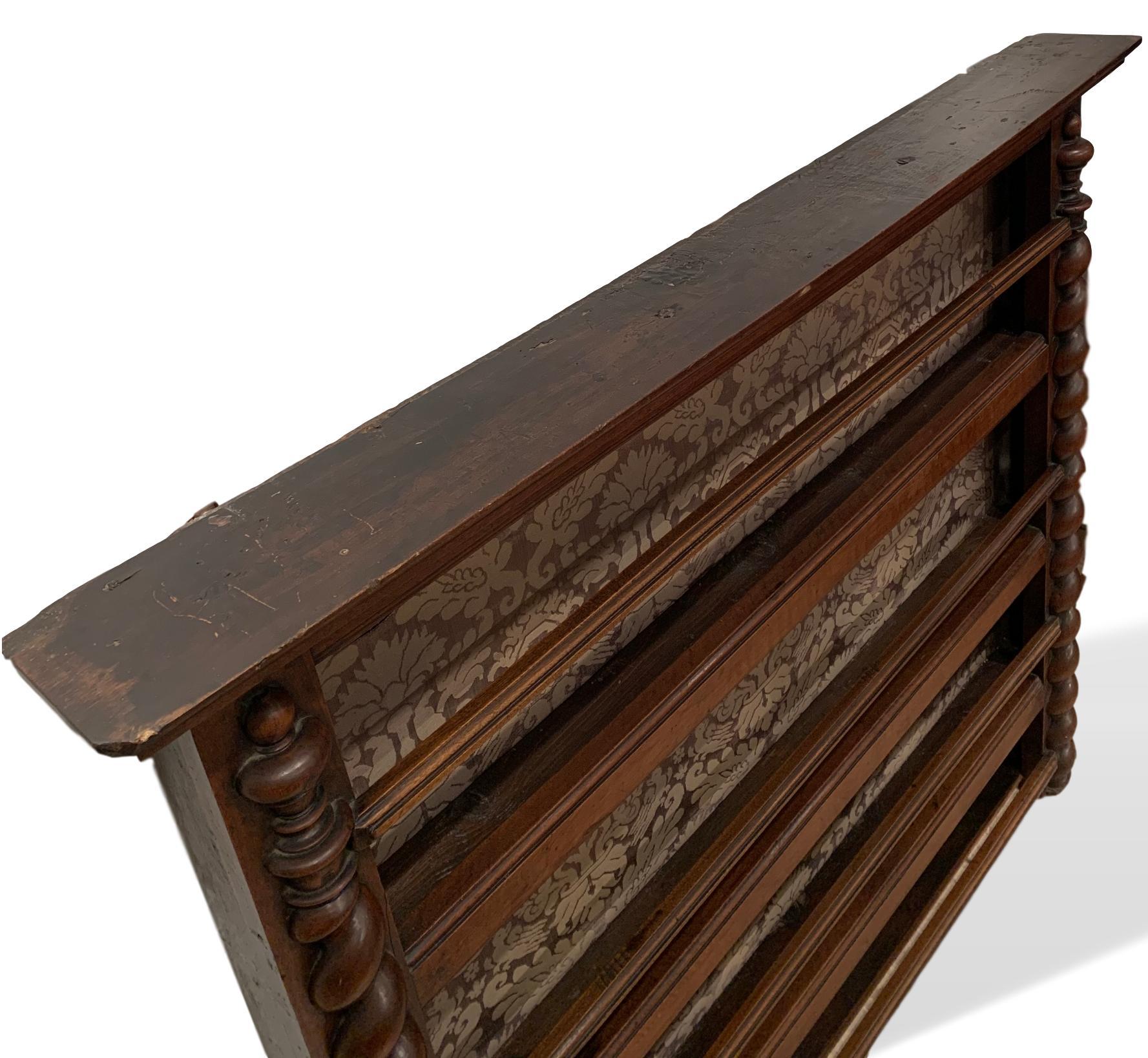 Hand-Crafted Hanging Plate Rack, Walnut, with Barley Twist Columns, French, circa 1870