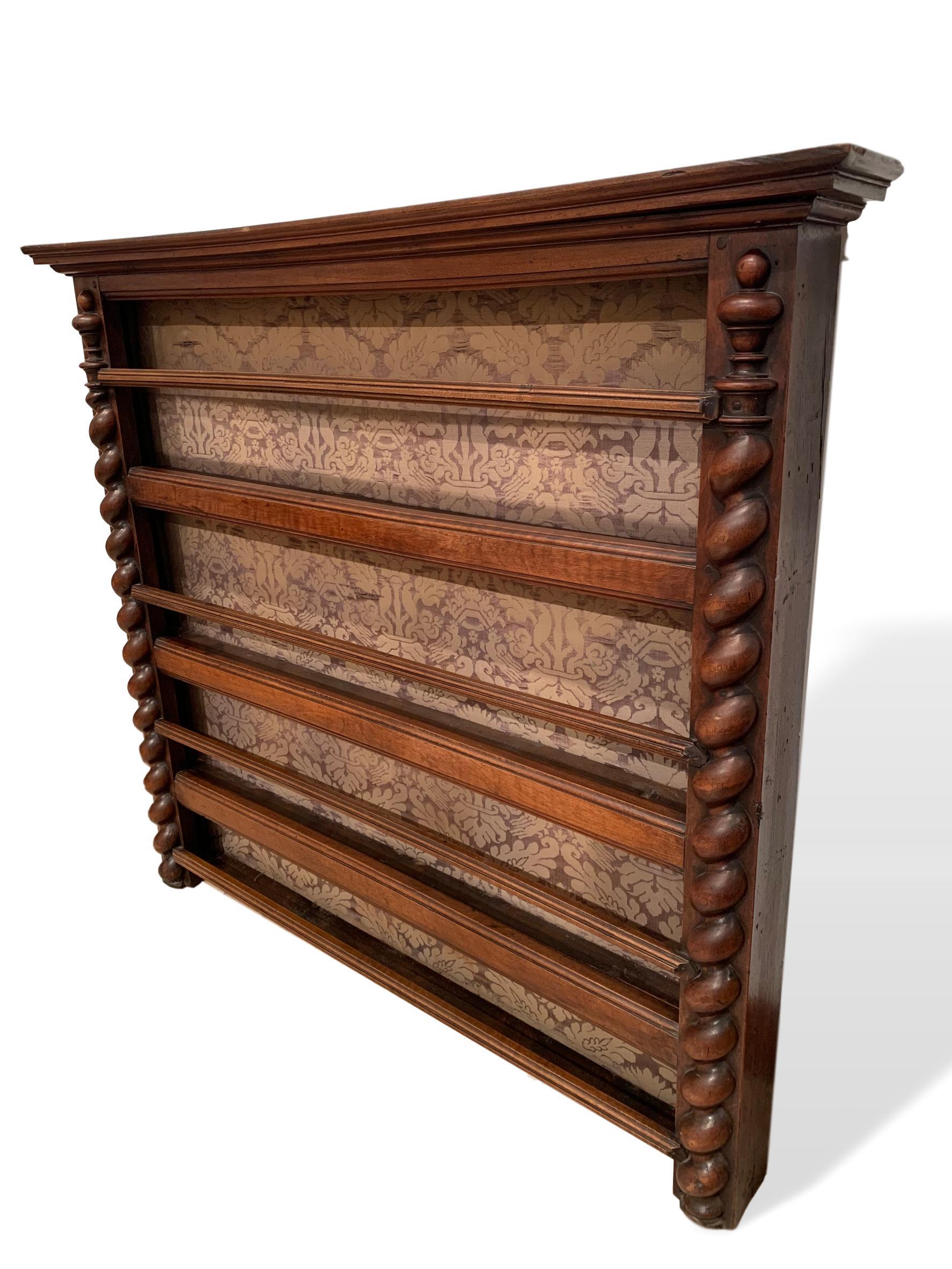 Hanging Plate Rack, Walnut, with Barley Twist Columns, French, circa 1870 In Good Condition In Banner Elk, NC