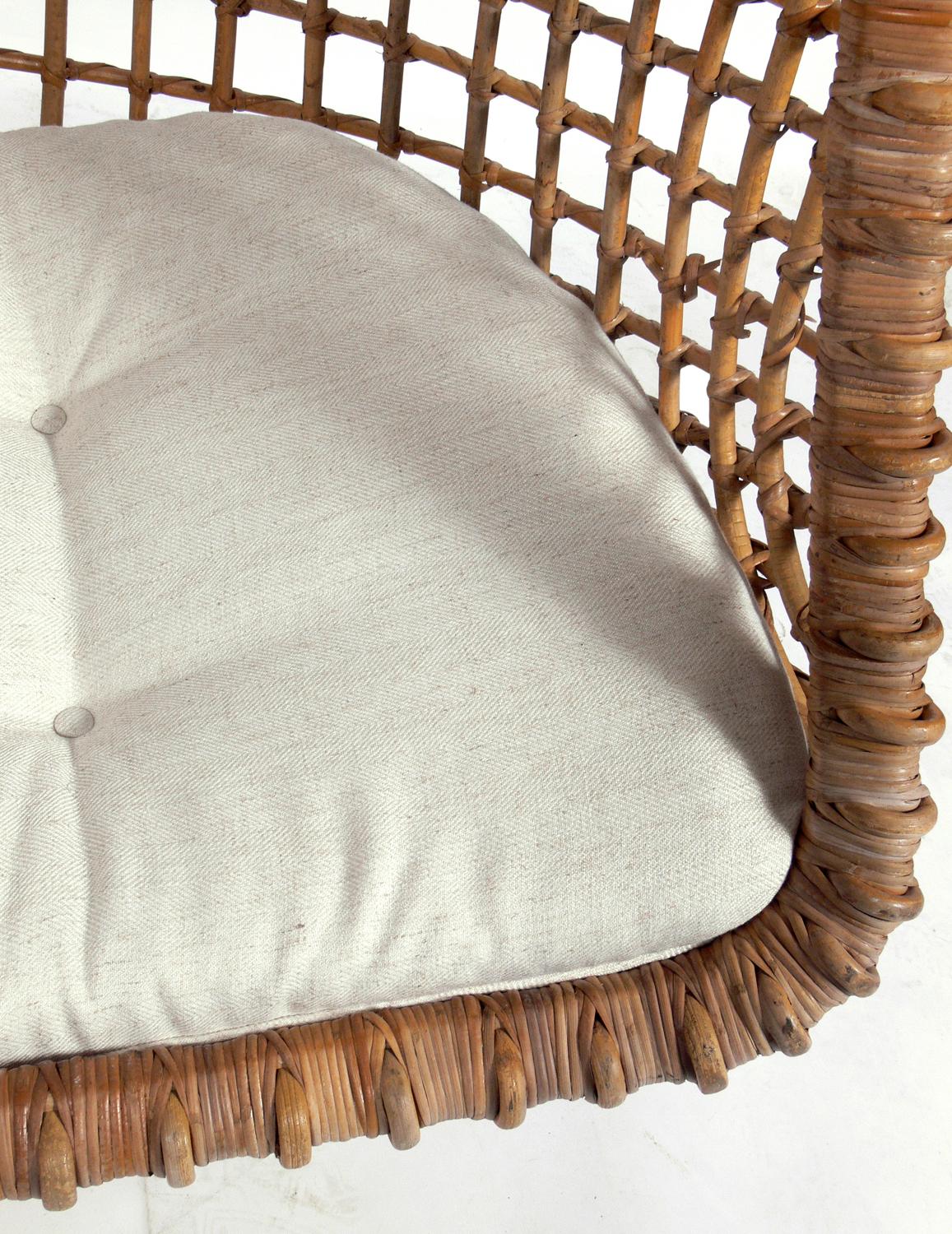 Mid-20th Century Hanging Rattan Settee