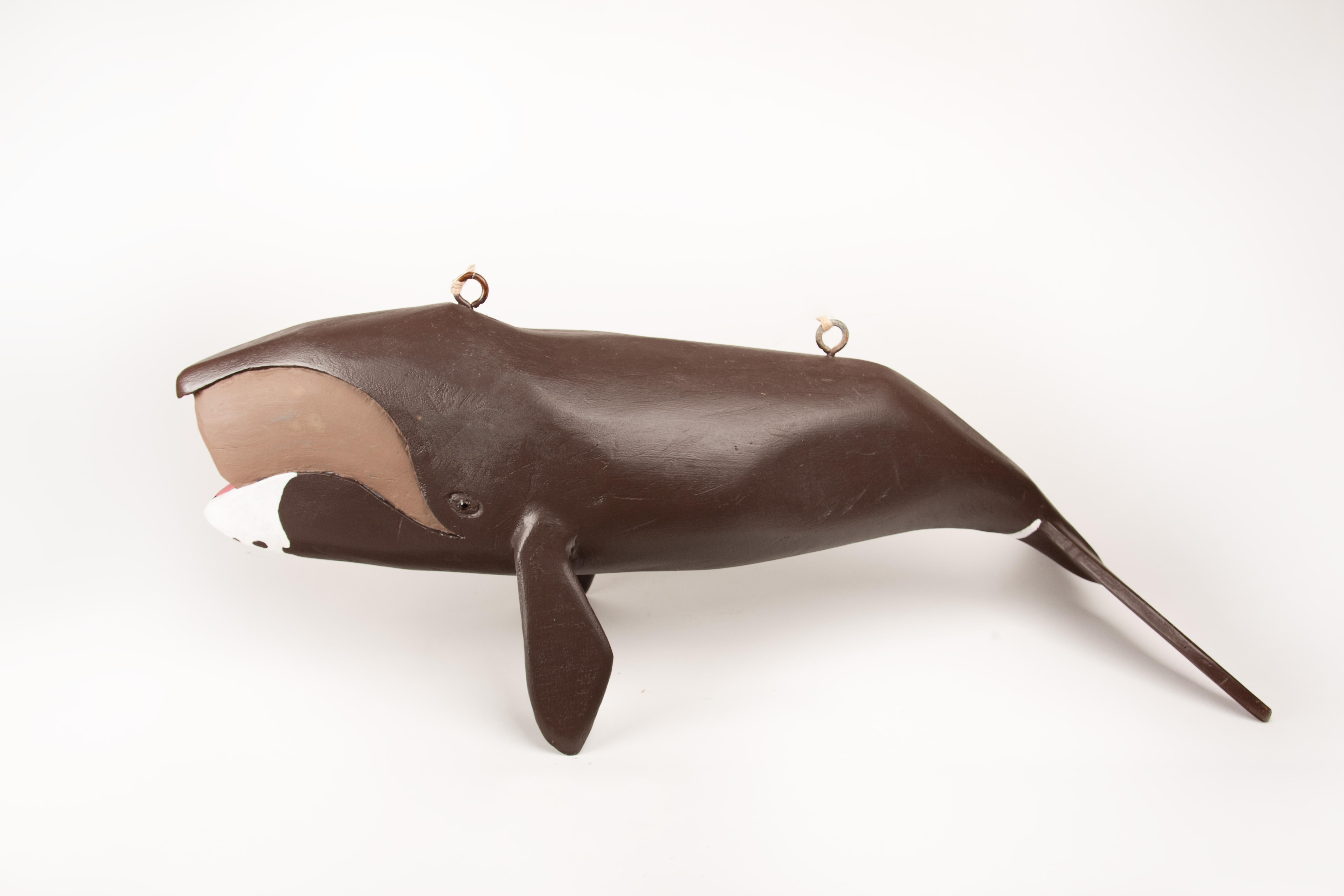 20th Century Hanging Right Whale Carving by Jeff Raymond, Folk Art from the “Whale Guy” For Sale