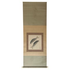 Hanging Scroll Depicting Crucian Carp, by Tomitori Fūdō (富取風堂), Japan, 20th