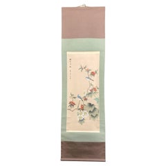 Hanging scroll :  red camellia and birds