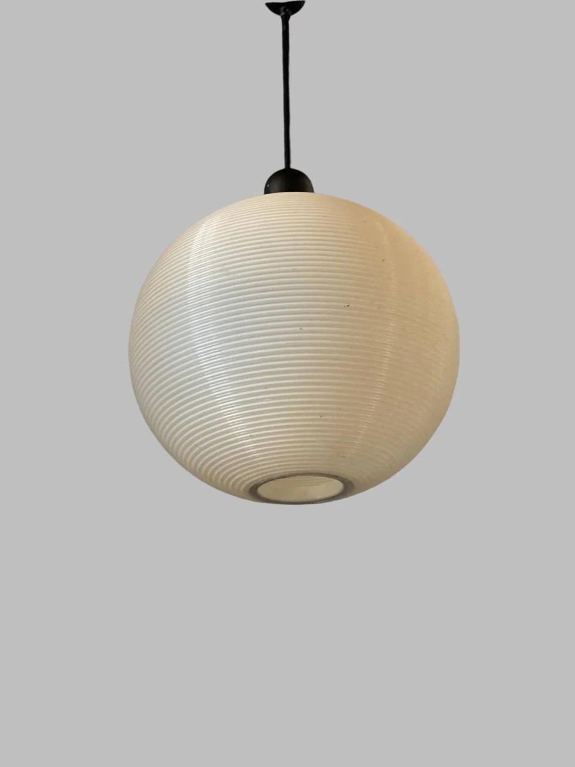 Mid-Century Modern Hanging Single Chandelier with Spherical Lampshade in Classic Style, 1960s For Sale