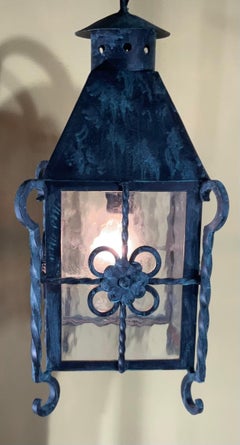 Hanging Solid Iron Lantern - Mizner Style - Hand-Forged Beauty!