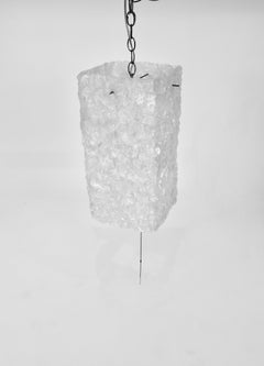 Hanging Square White Pressed Plastic Ribbon Lamp