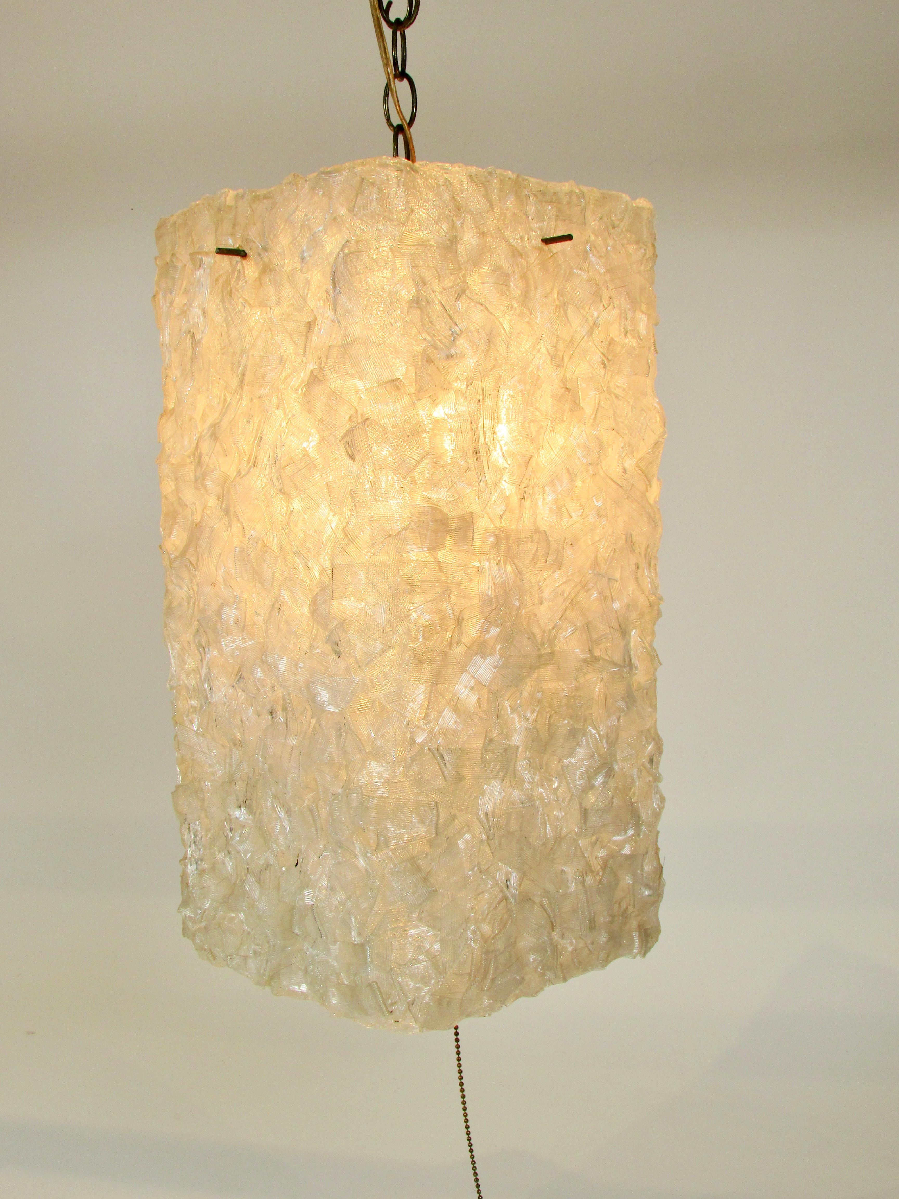 Steel Hanging Square White Pressed Plastic Ribbon Lamp For Sale