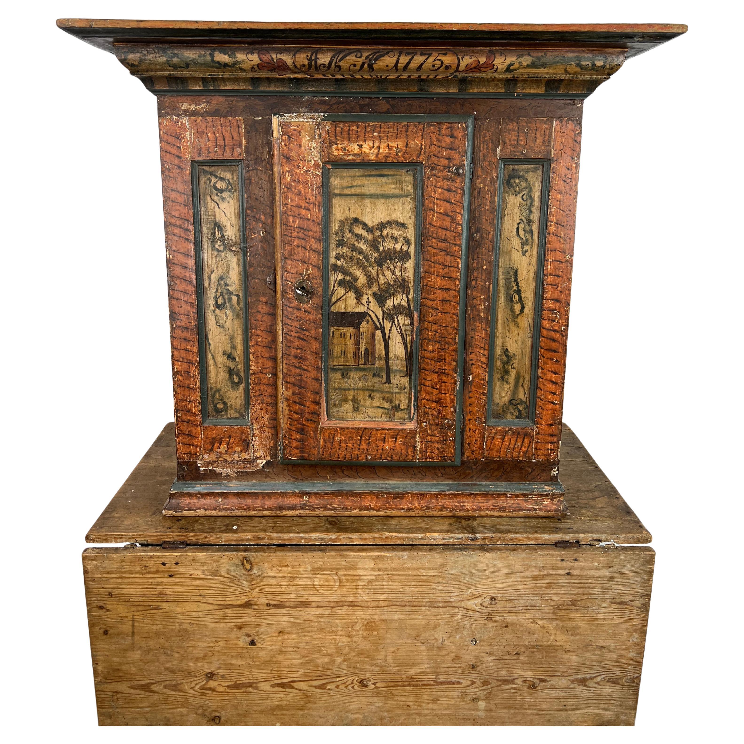 Hanging swedish sideboard dated 1775 For Sale